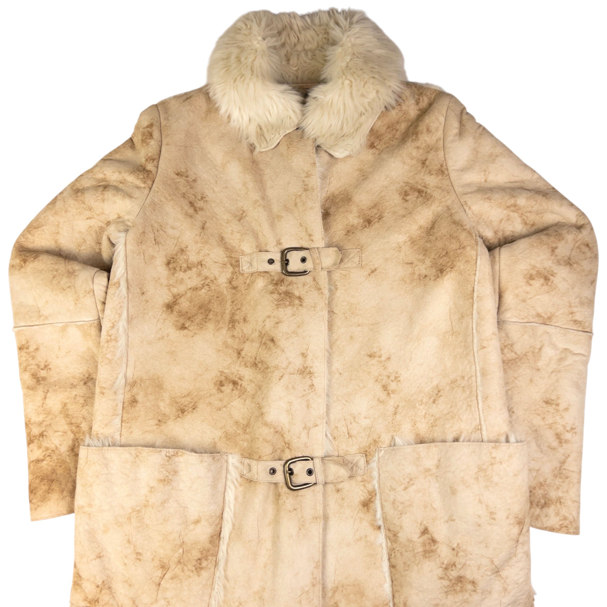 Vintage Armani Jeans Faux Fur Afghan Jacket Womens Size L