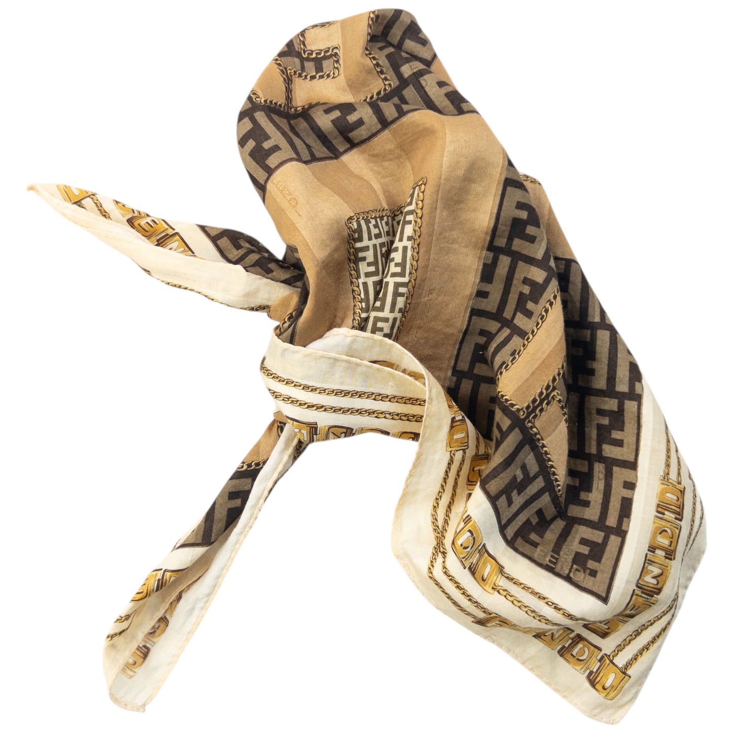 Vintage 2000s Fendi Monogram Chain Print Silk Scarf
