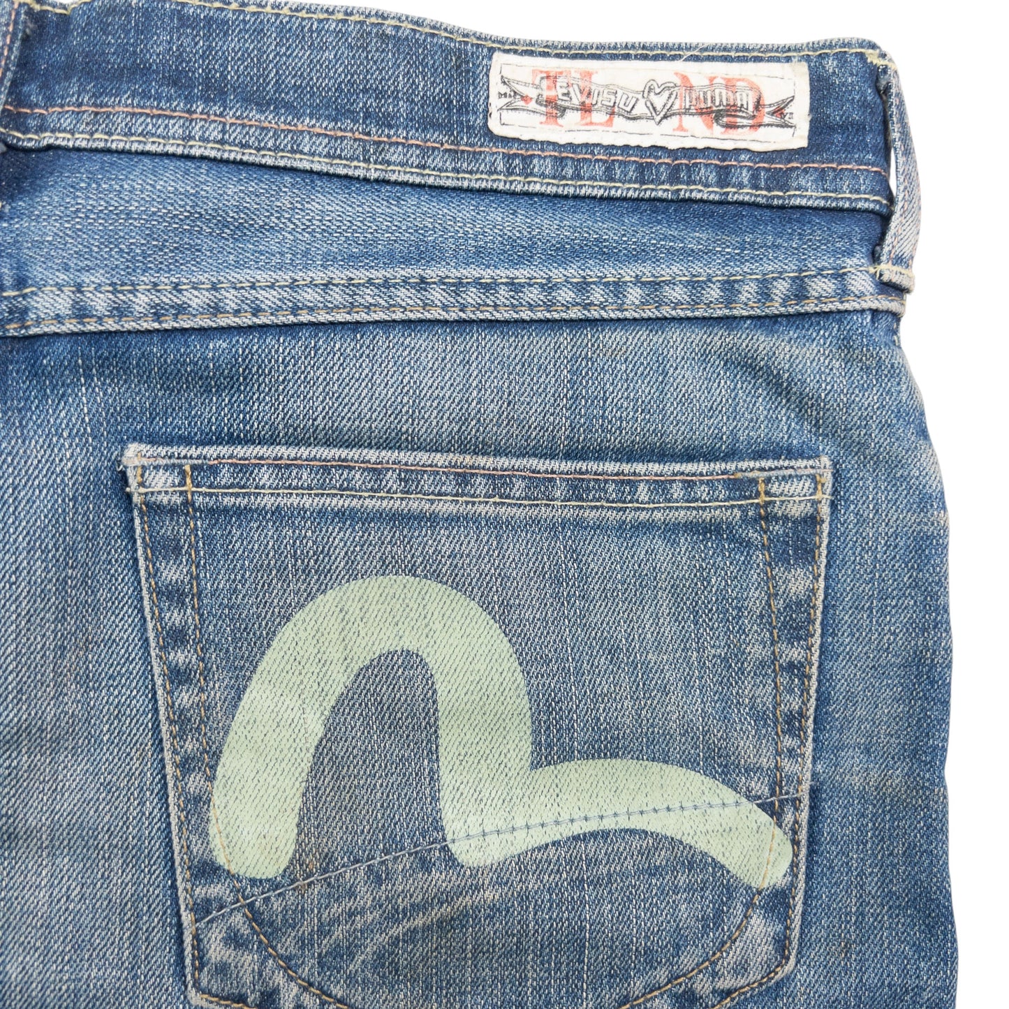 Vintage Puma X Evisu Double Gull Japanese Denim Mini Skirt Womens Size W30