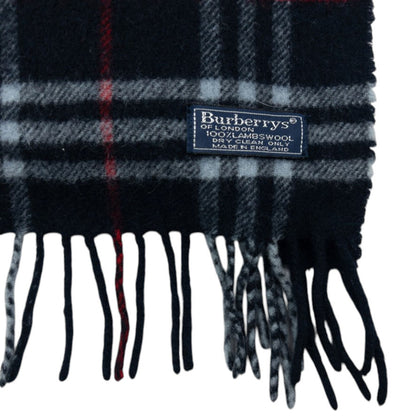 Vintage Burberry Nova Check Lambswool Tassel Scarf
