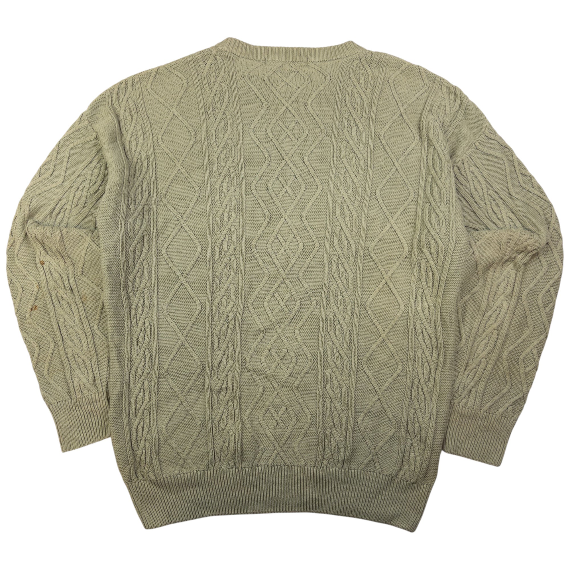 Vintage Burberry Embroidered Flag Cable Knit Jumper Size XL