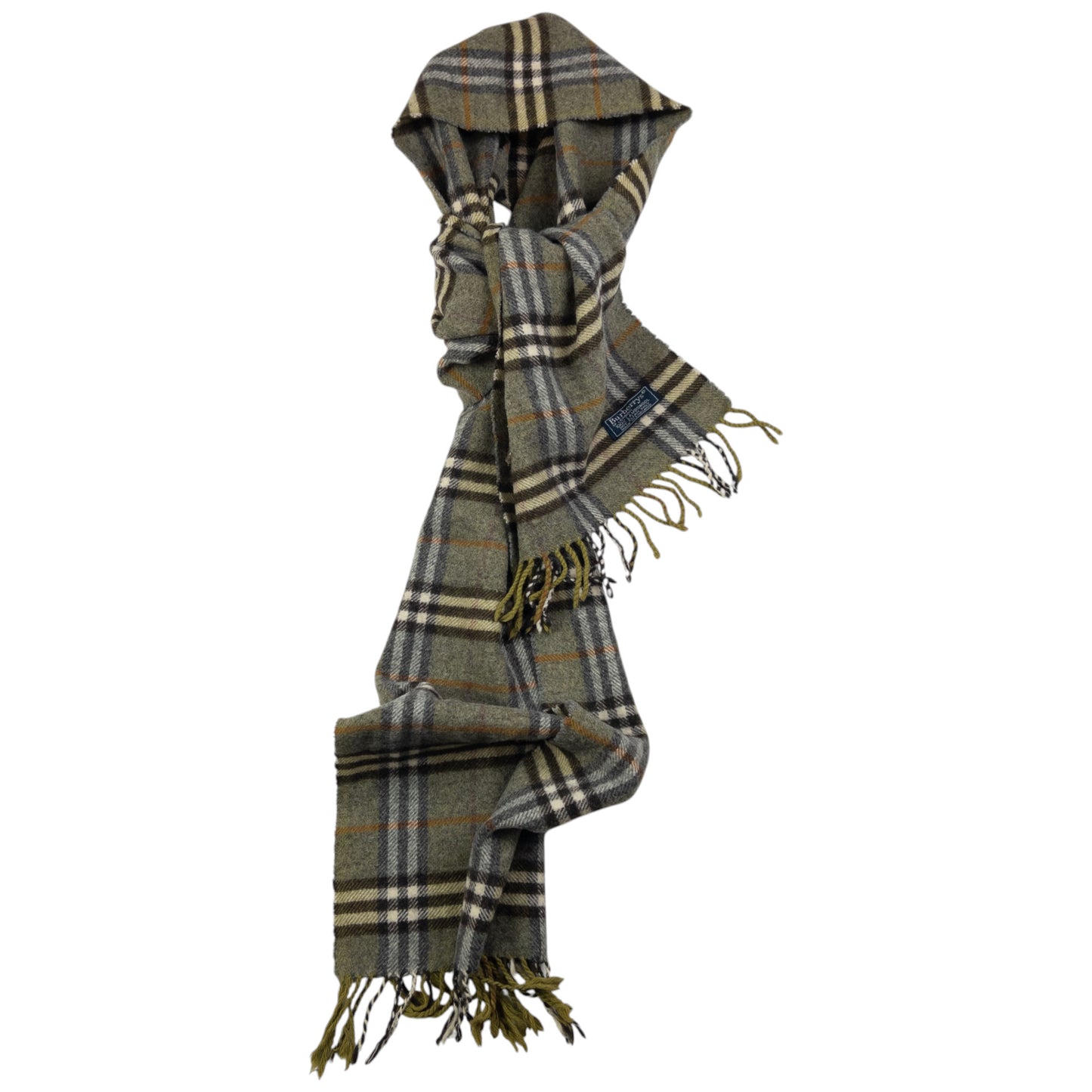 Vintage Burberry Nova Check Lambswool Tassel Scarf