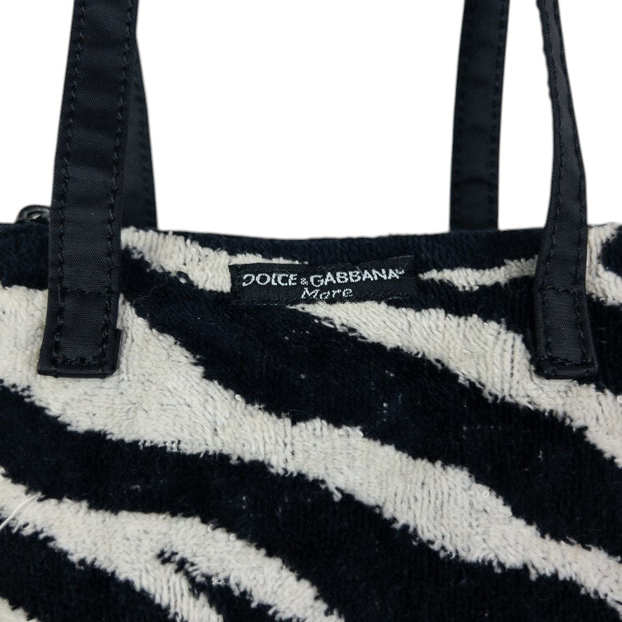 Vintage Dolce & Gabbana Mare Zebra Stripe Terry Cloth Shoulder Bag