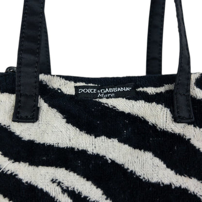 Vintage Dolce & Gabbana Mare Zebra Stripe Terry Cloth Shoulder Bag
