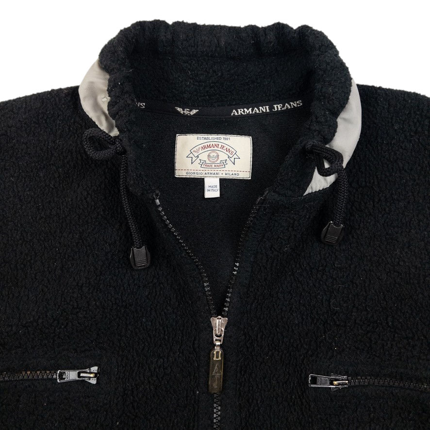 Vintage Armani Jeans Zip Up Fleece Jacket Size XL