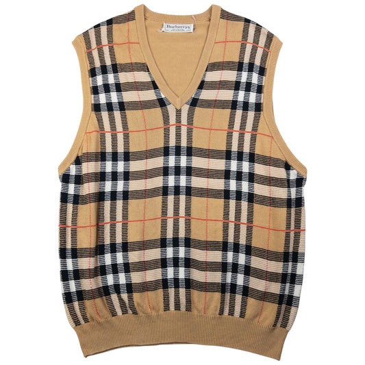 Vintage Burberry Nova Check Knit Sweater Vest Jumper Size L