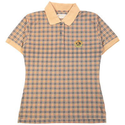 Vintage 90s Burberry Nova Check Polo Shirt in beige (cotton), embroidered logo