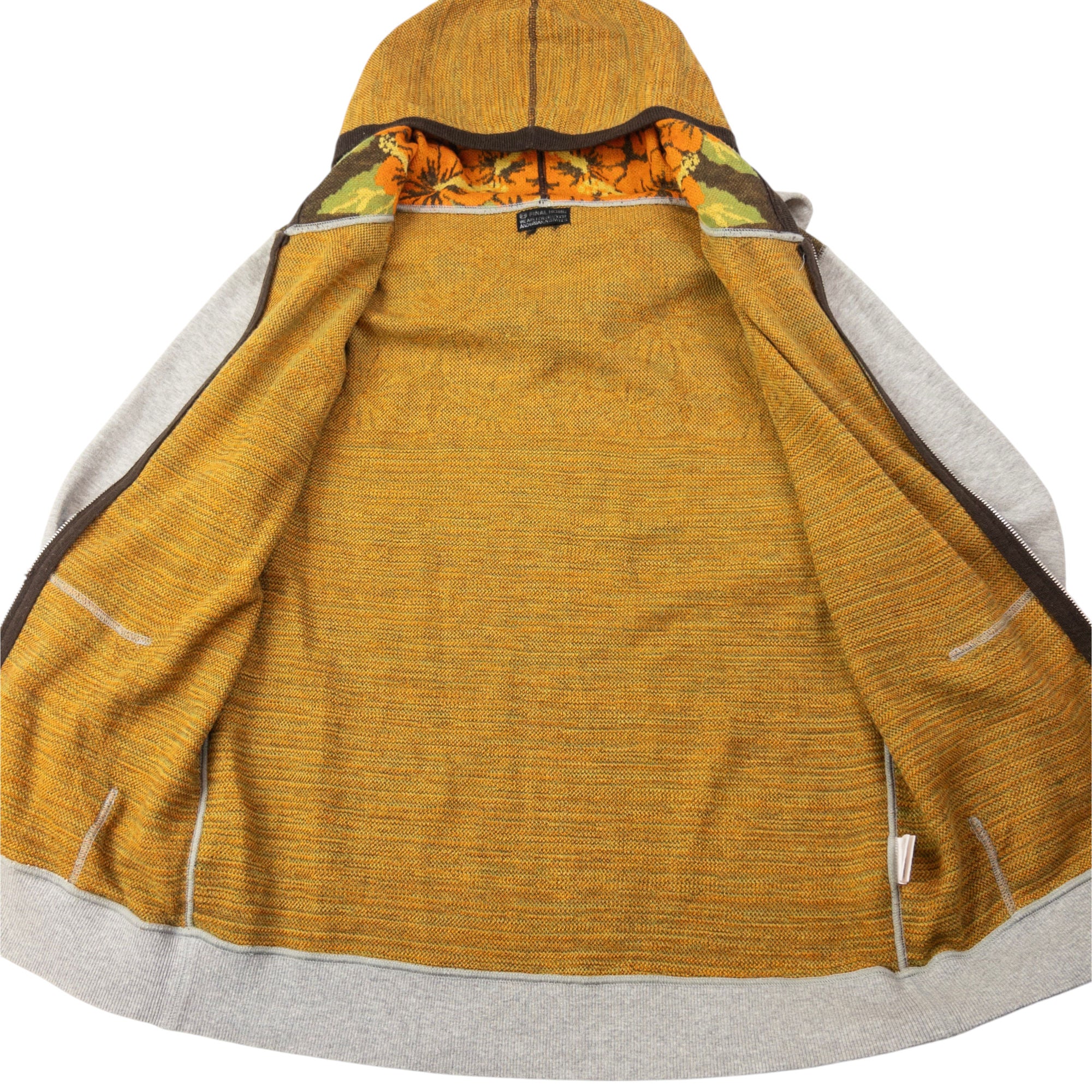 Vintage Final Home By Issey Miyake Double Hood Floral Knit Zip Up Hoodie Size M