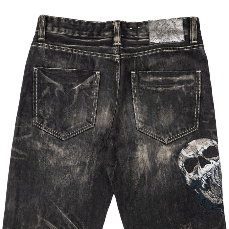 Vintage Big Train Embroidered Skull Japanese Denim Jeans Size W30