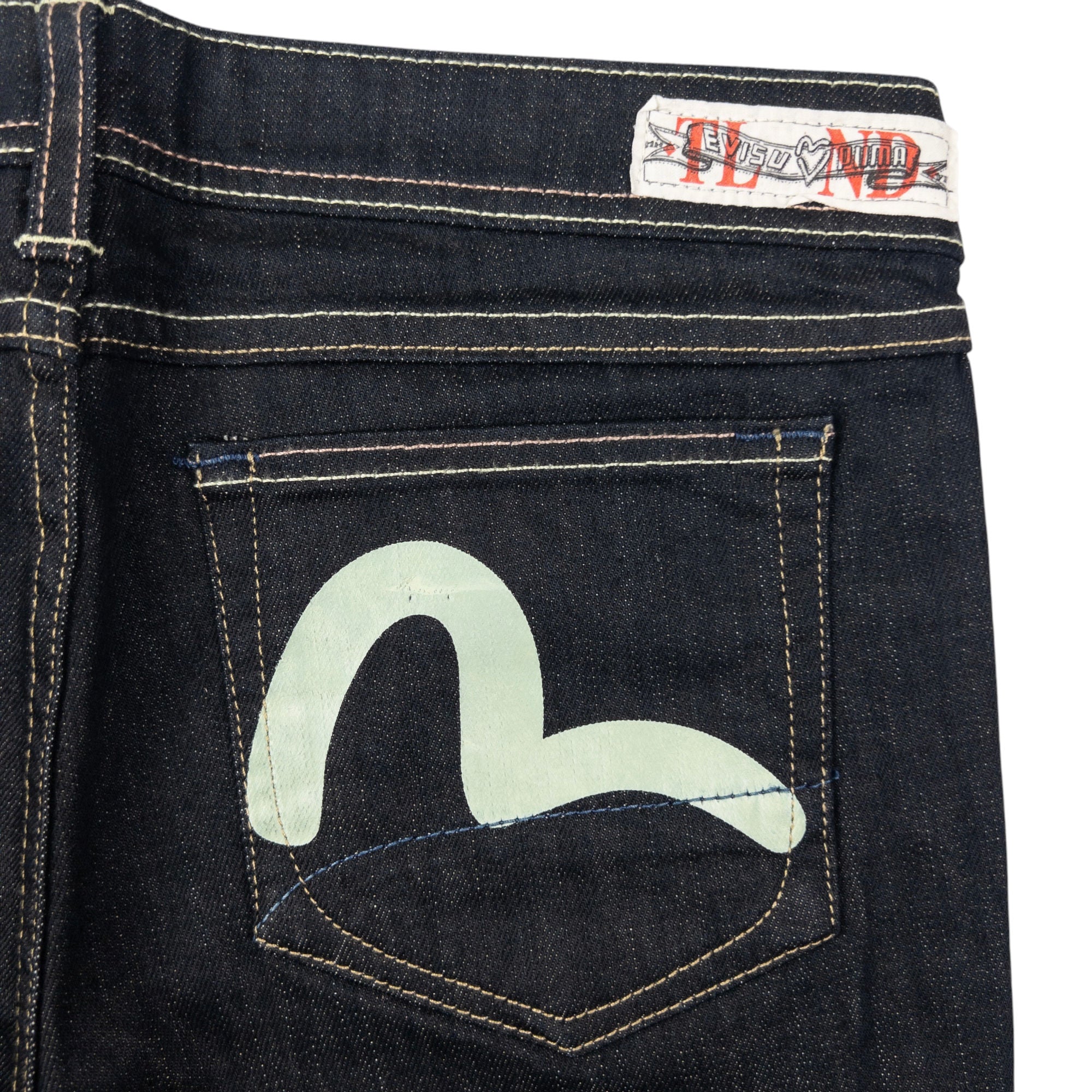 Vintage Puma X Evisu Double Gull Japanese Denim Jeans Size W32