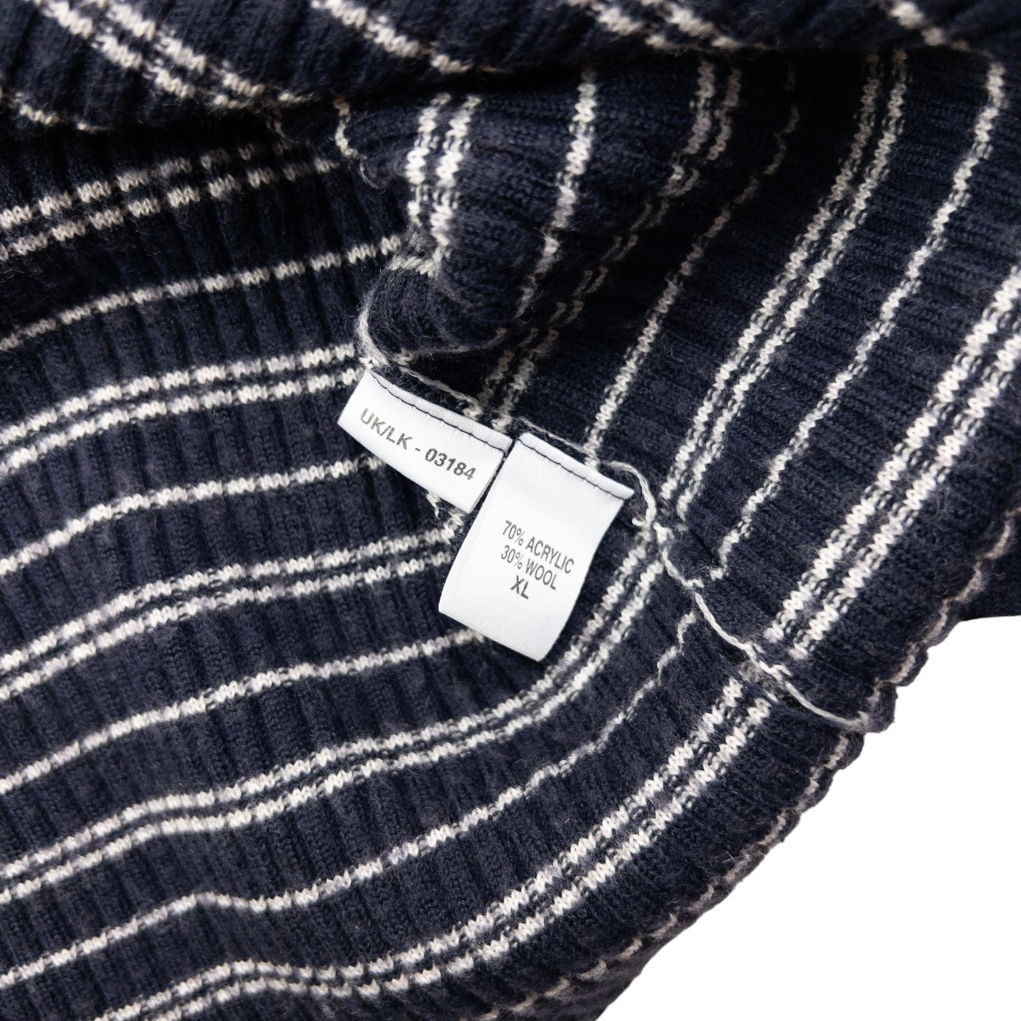 Vintage YSL Yves Saint Laurent Striped Ribbed Turtleneck Jumper Size M