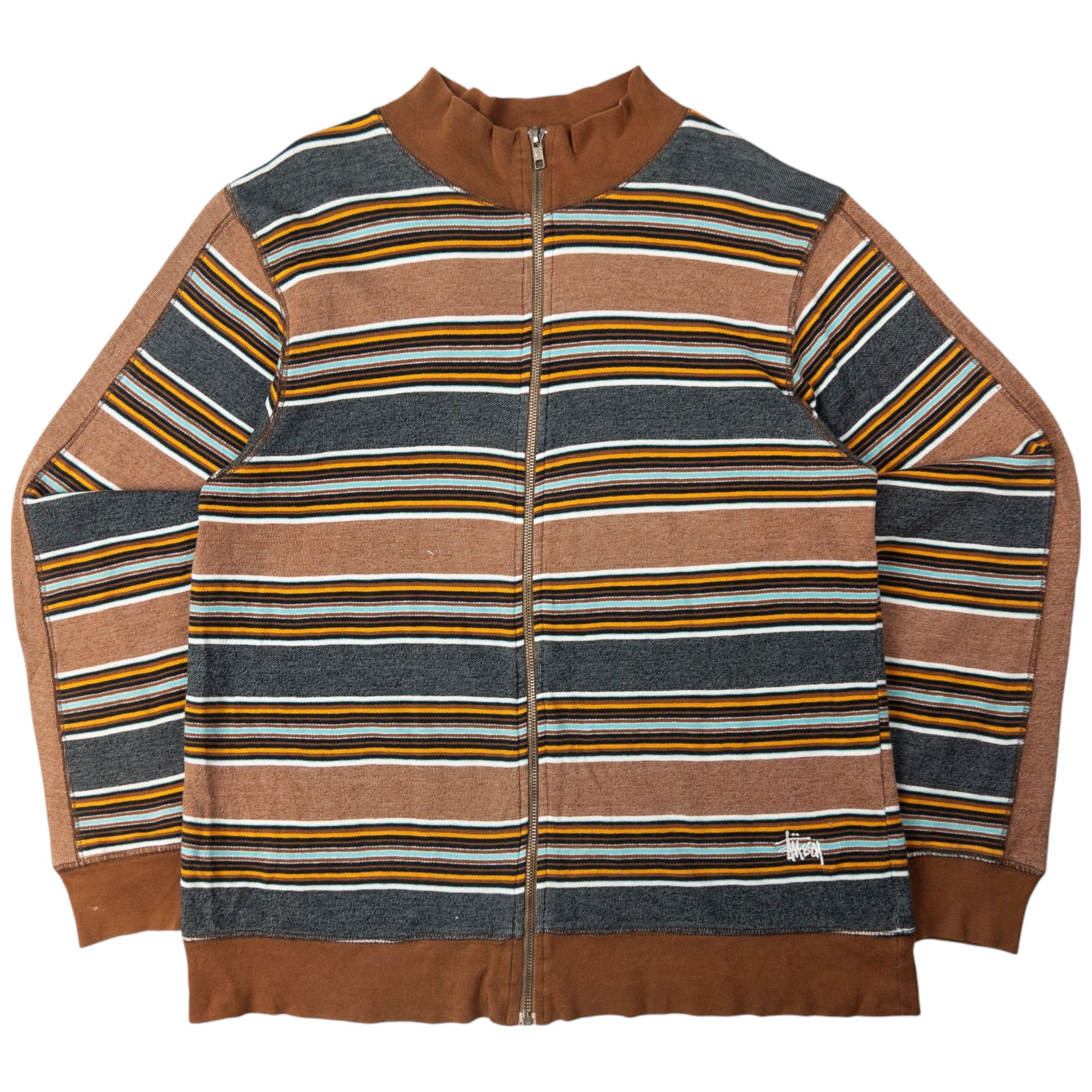 Vintage Stussy Striped Zip Up Sweatshirt Size M
