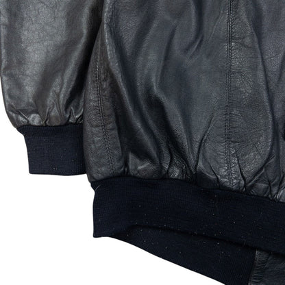 Vintage Burberry Nova Check Lined Leather Bomber Jacket Size L