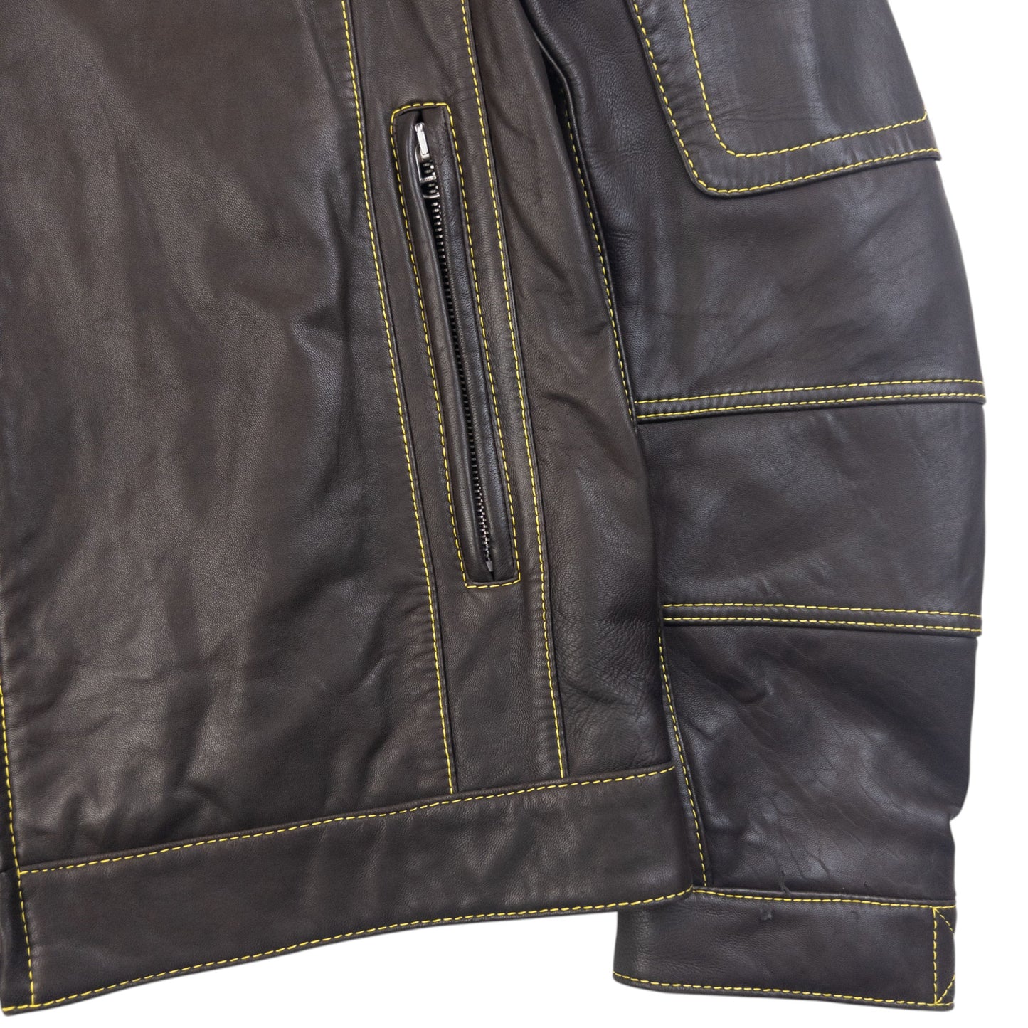 Vintage 90s Hugo Boss Contrast Stitching Leather Jacket Size L
