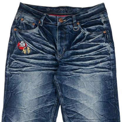 Vintage Big Train Embroidered Pocket Japanese Denim Jeans Size W36