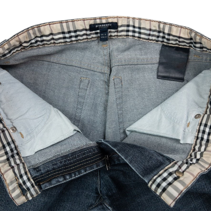 Vintage Burberry Nova Check Cuff Denim Jeans Womens Size W31