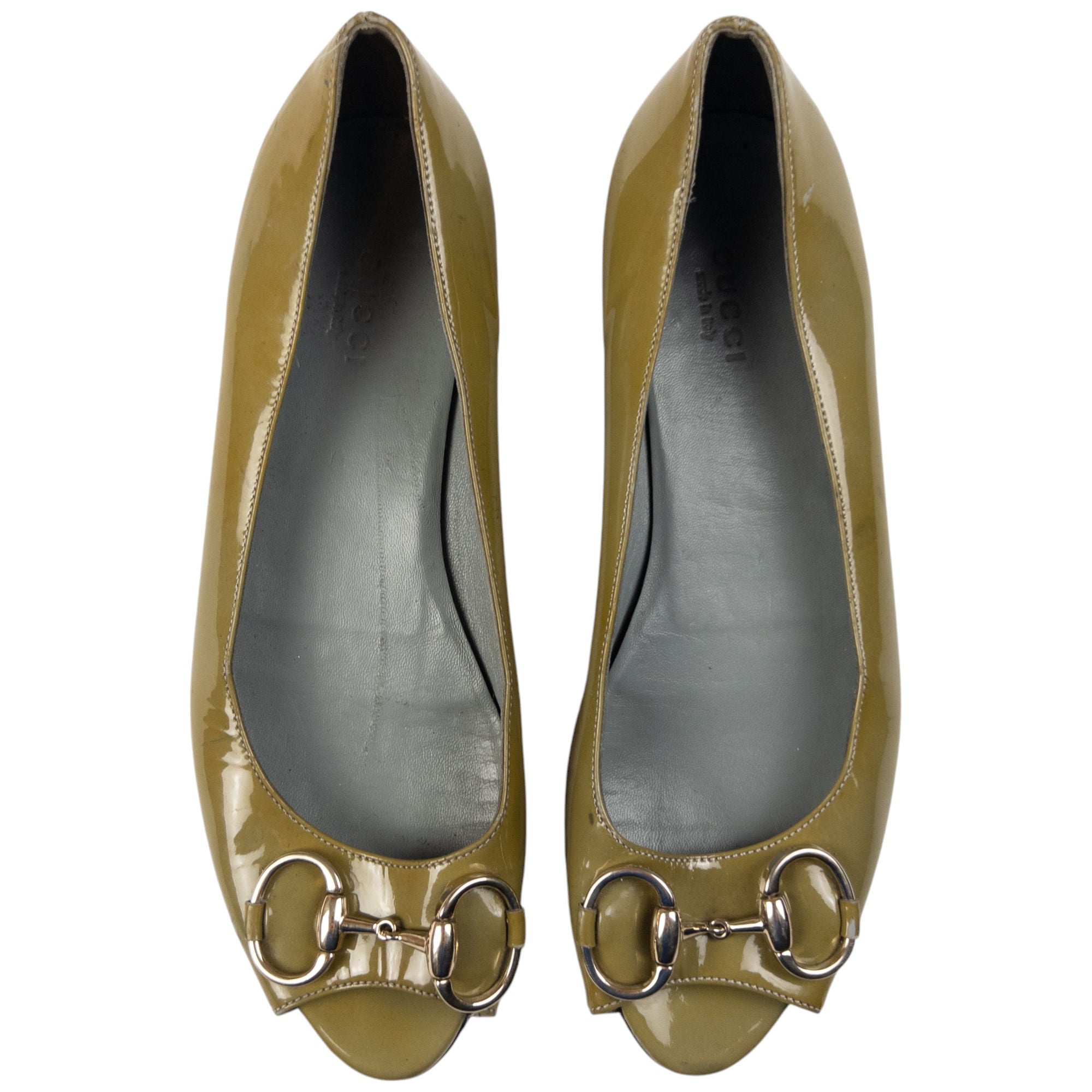 Vintage Gucci Peep Toe Horse Bite Flat Shoes Womens Size UK 4.5