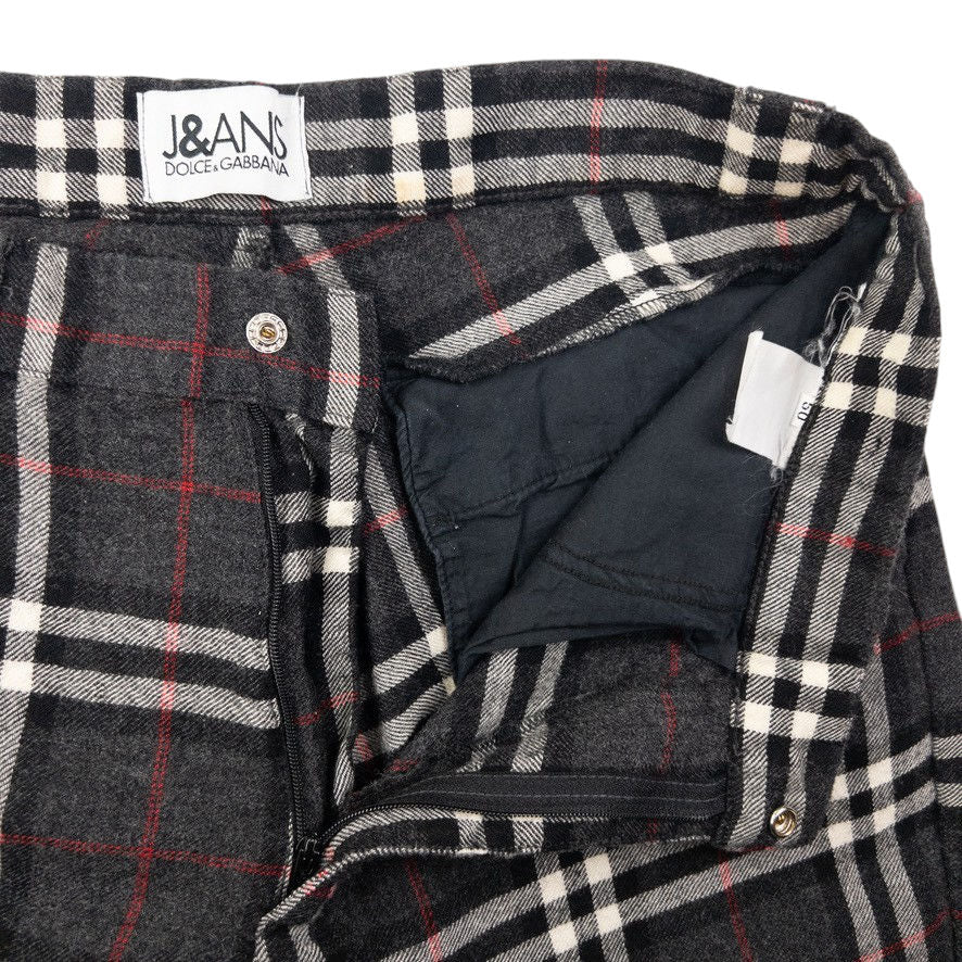 Vintage Dolce & Gabbana 'Burberry' Tartan Wool Trousers Size W33