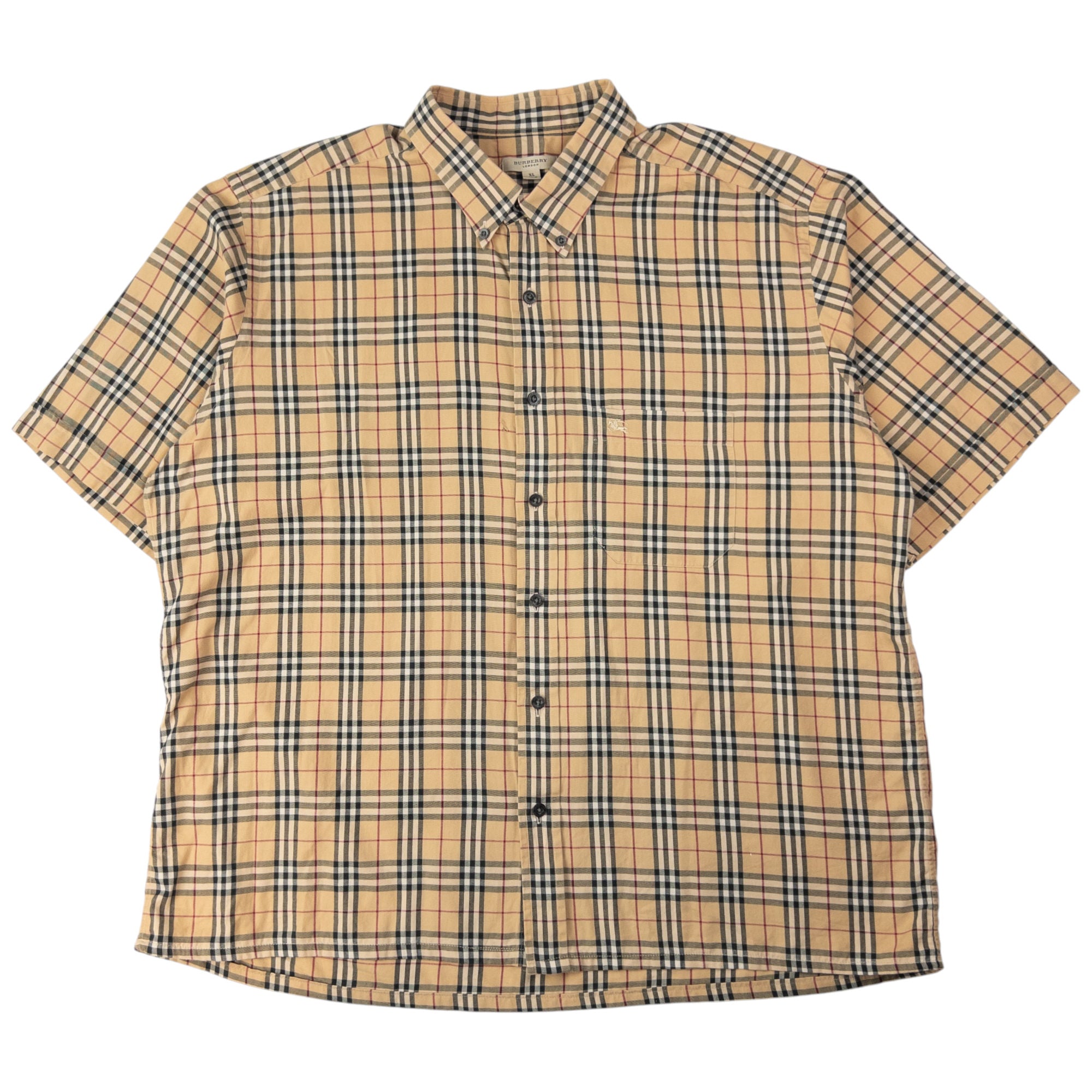Vintage Burberry Nova Check Short Sleeve Button Up Shirt Size XL