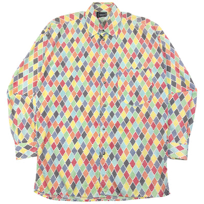 Vintage Versace 2000s Jeans Couture Pattern Long Sleeve Button Up Shirt Size S