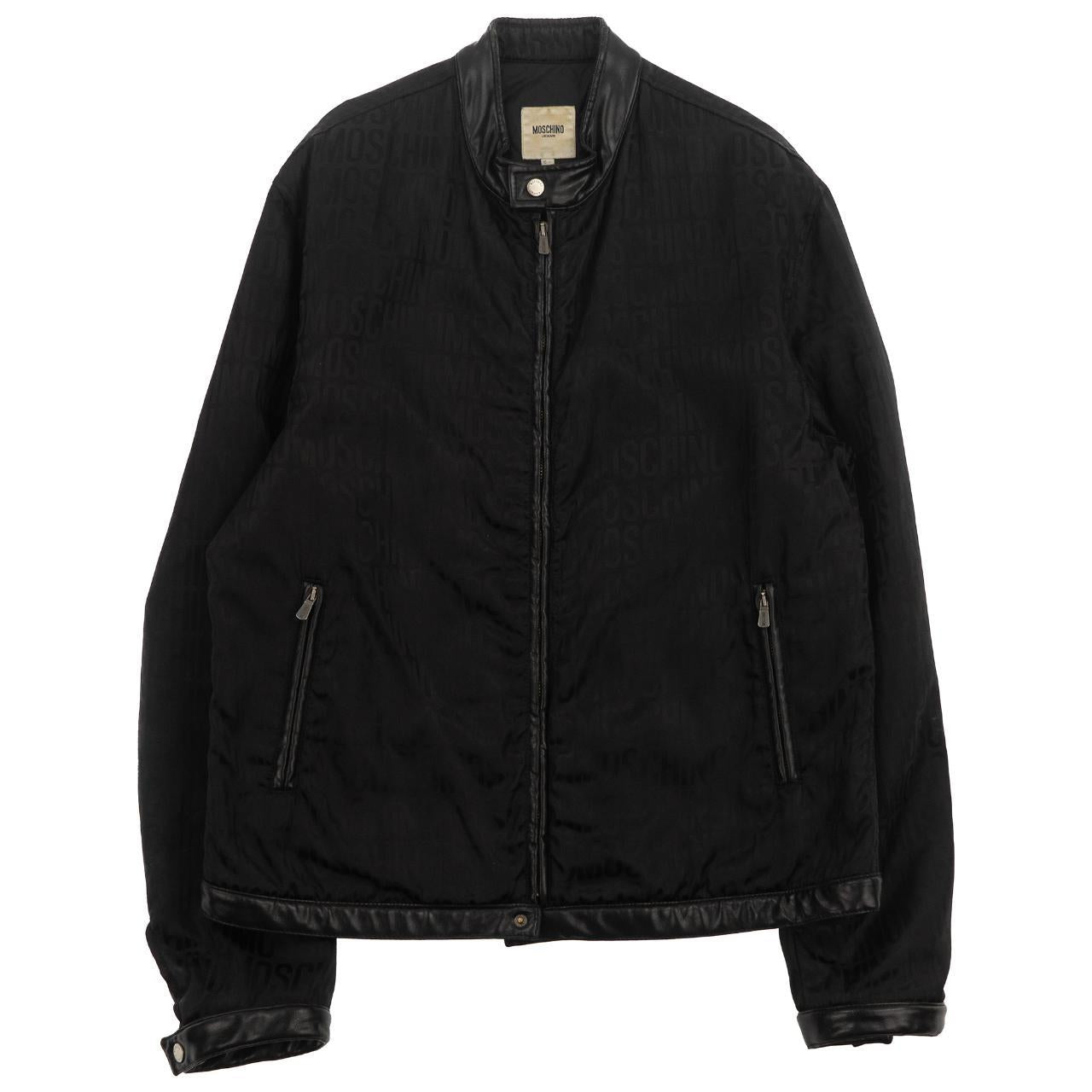 Vintage Moschino Monogram Nylon and Leather jacket Size M