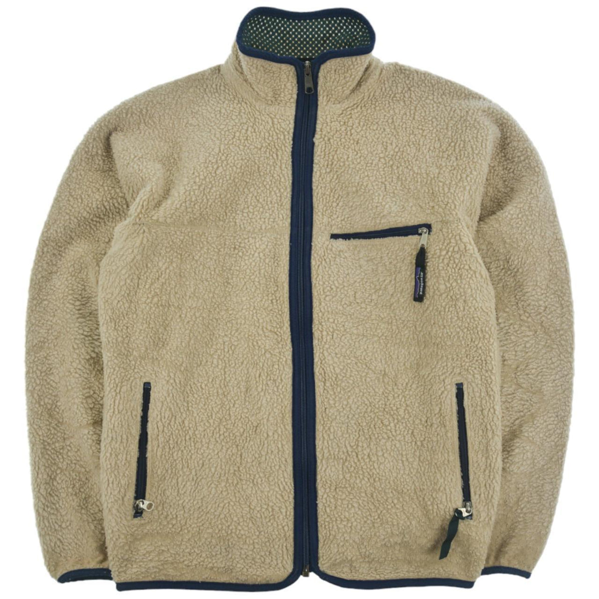 Vintage Patagonia Deep Pile Oatmeal Zip Up Fleece Jacket Size S