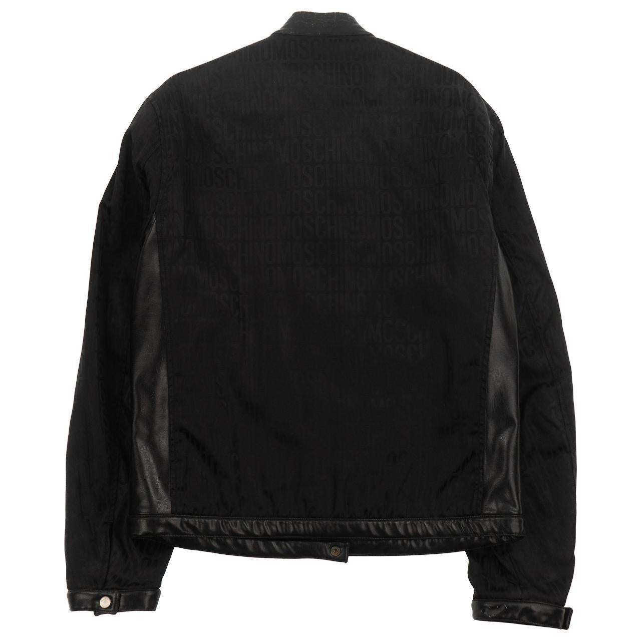 Vintage Moschino Monogram Nylon and Leather jacket Size M