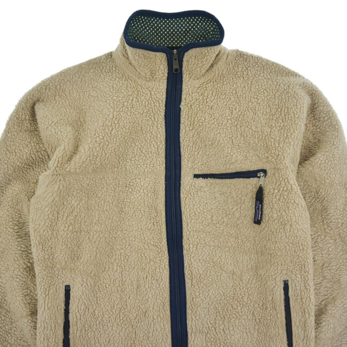Vintage Patagonia Deep Pile Oatmeal Zip Up Fleece Jacket Size S