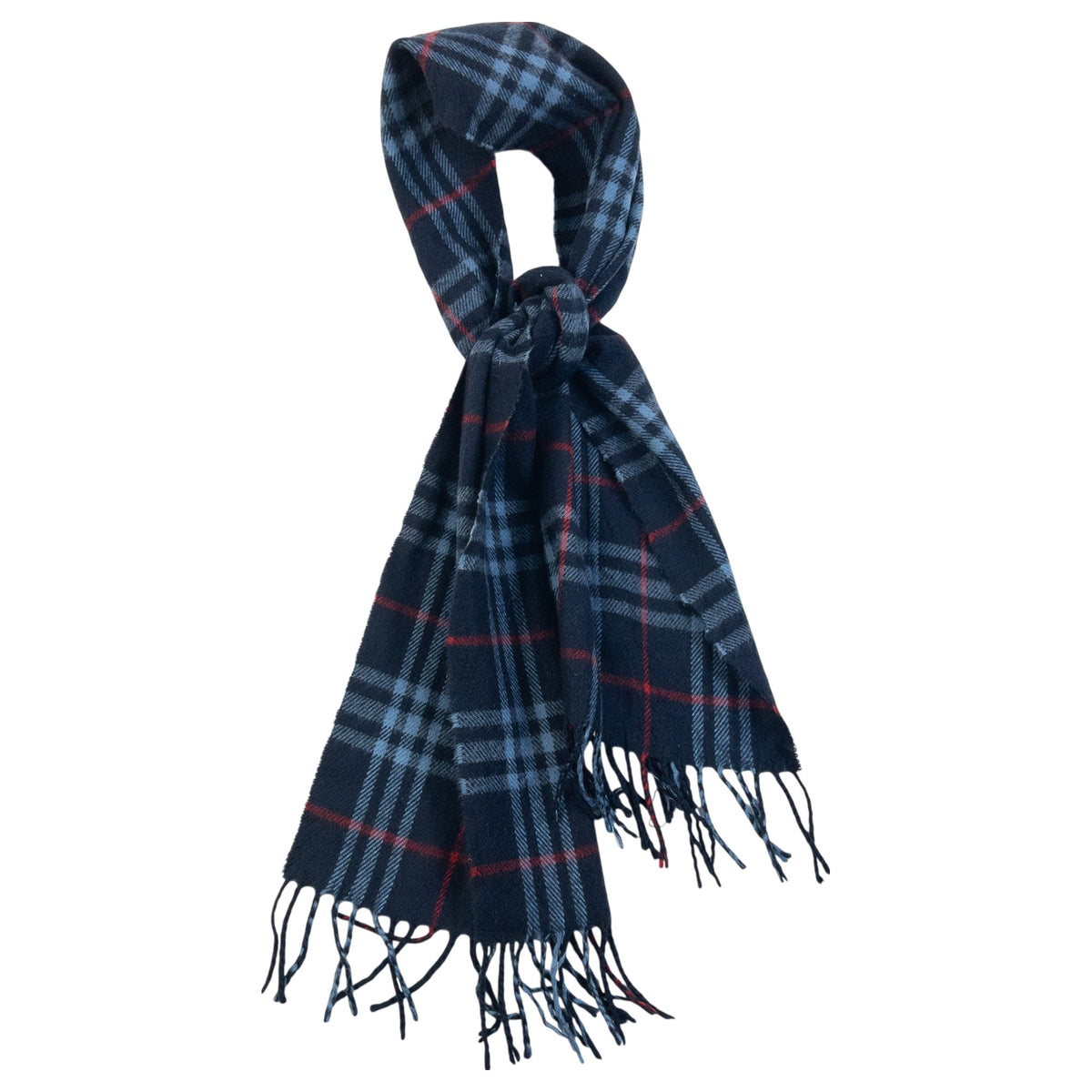 Vintage 90s Burberrys Nova Check Lambswool Scarf in navy, photo 5