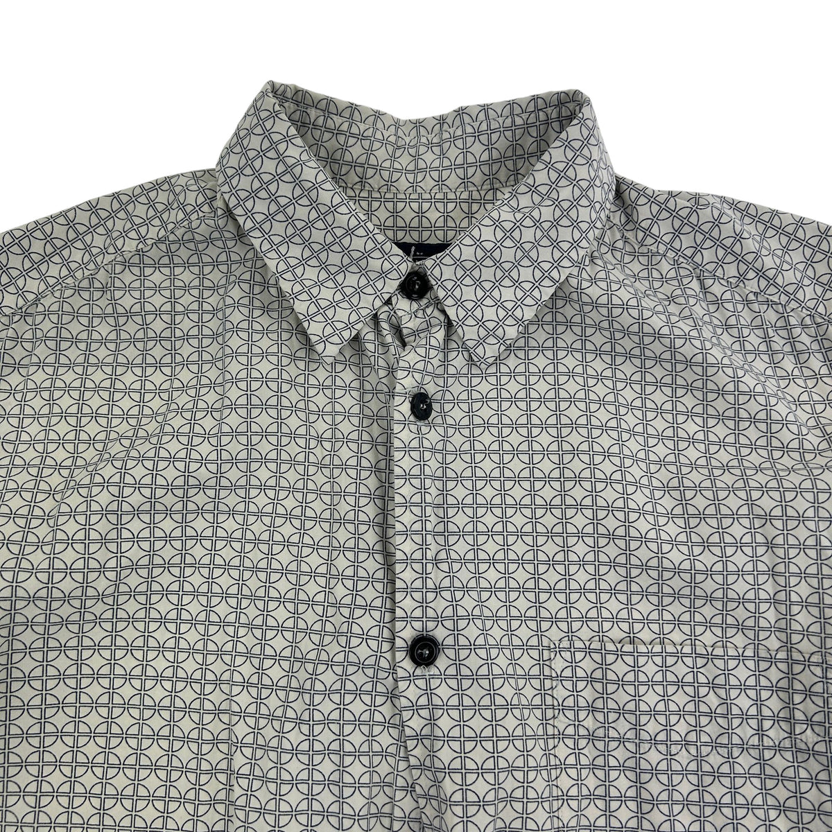 Vintage Stussy Geometric Print Short Sleeve Button Up Shirt Size L