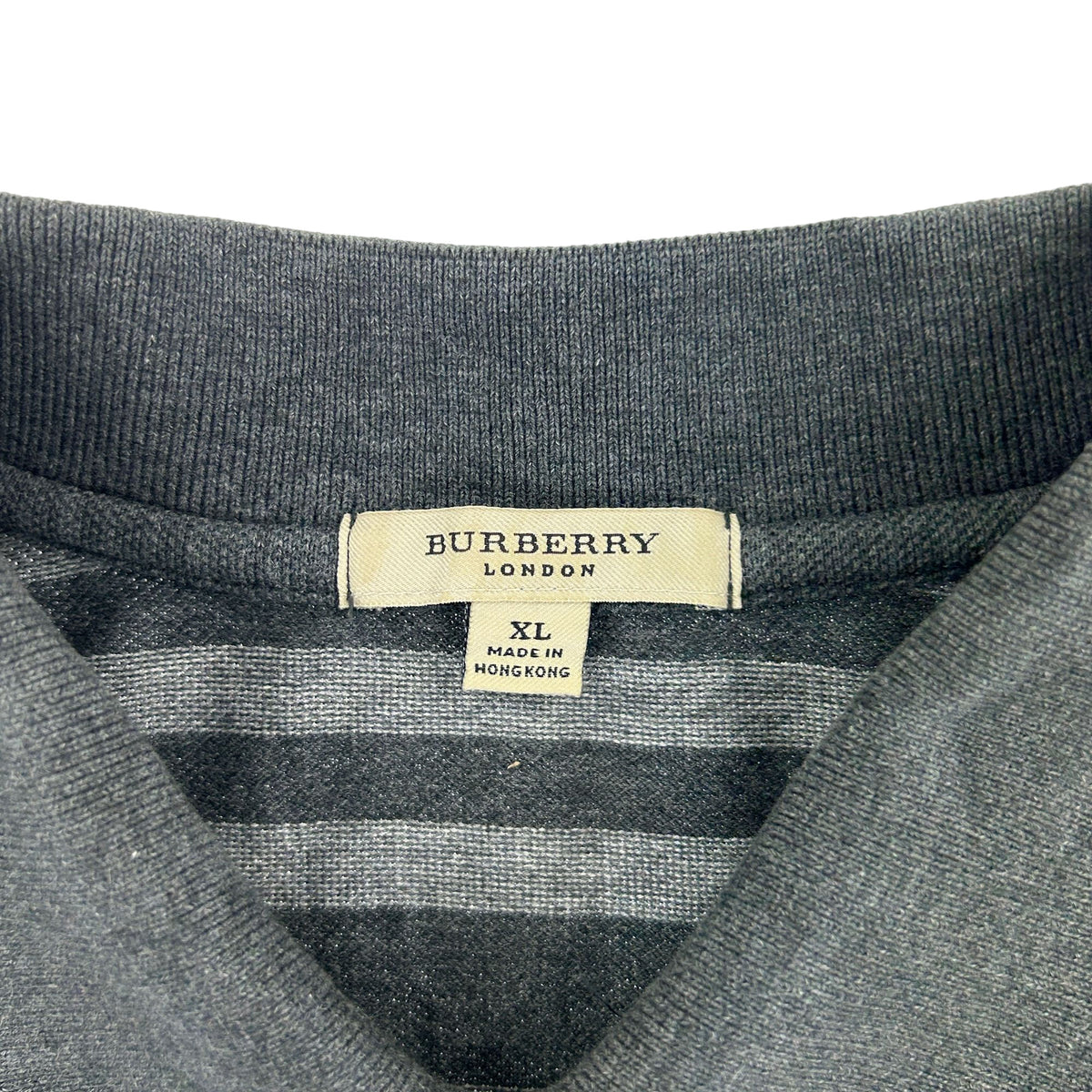 Vintage Burberry Striped Long Sleeve Polo Shirt Size M