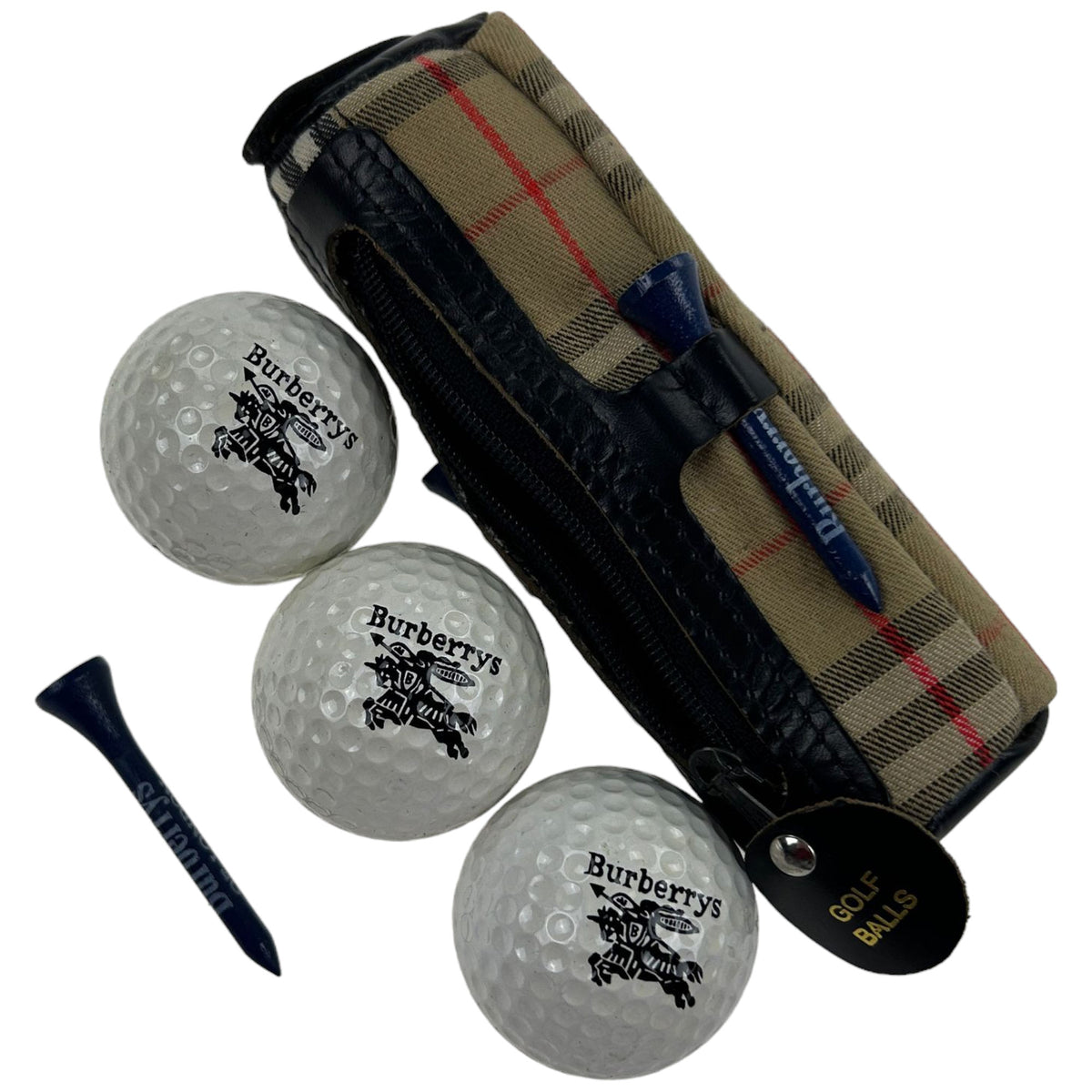 Vintage Burberry Nova Check Golf Ball Set