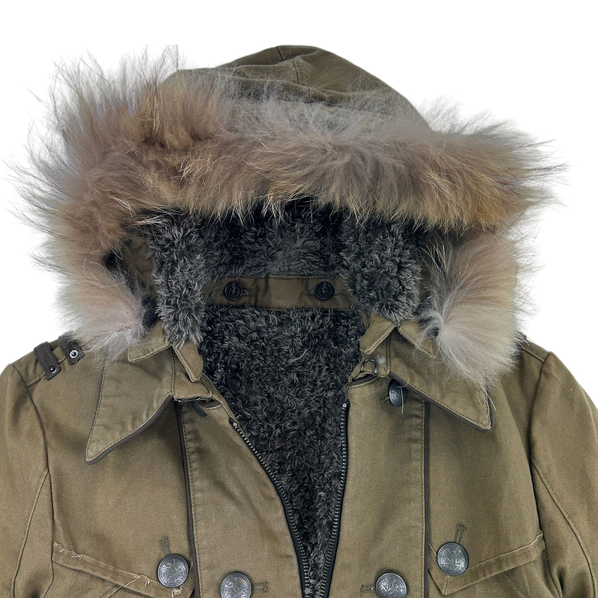 Vintage PPFM Detachable Fur Lined Parka Jacket Woman&#39;s Size L