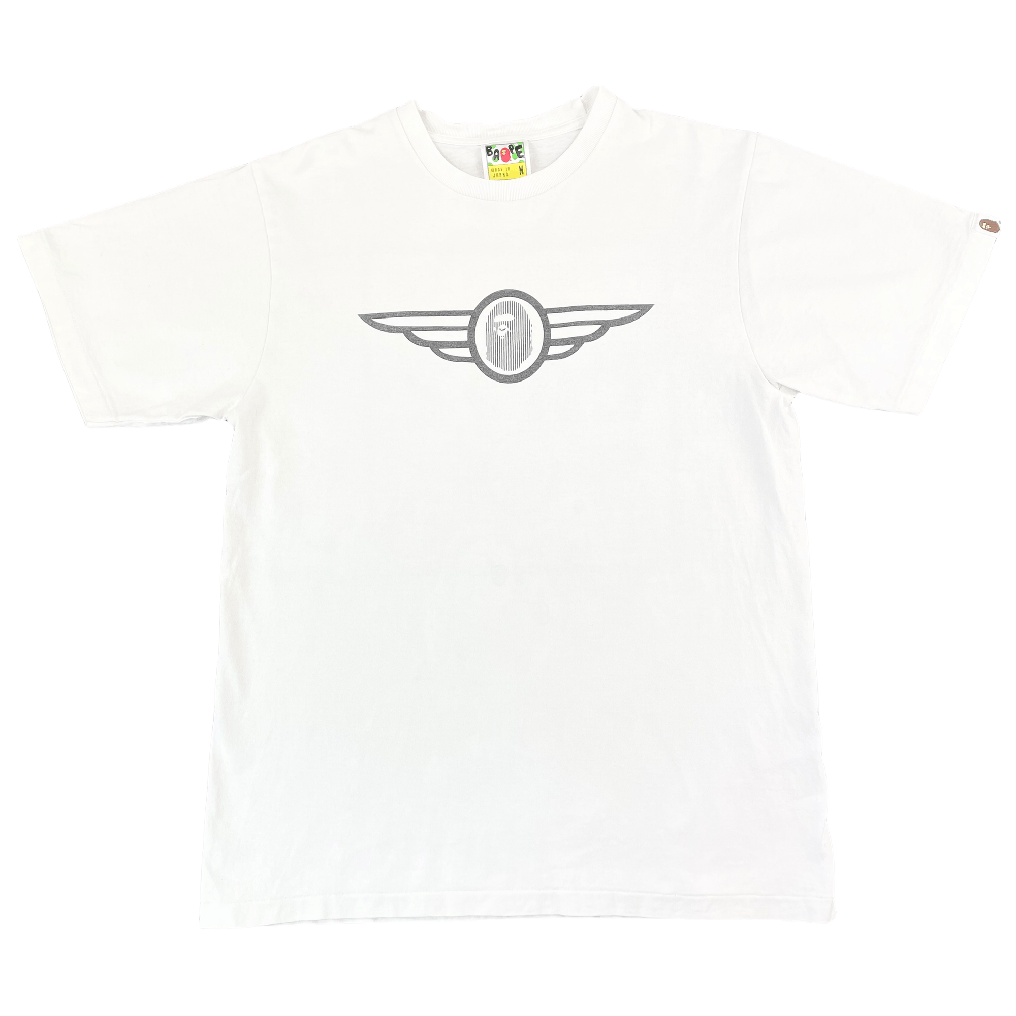 Bape plane logo t shirt size M Marks on front  White Pre loved second hand - second wave vintage store