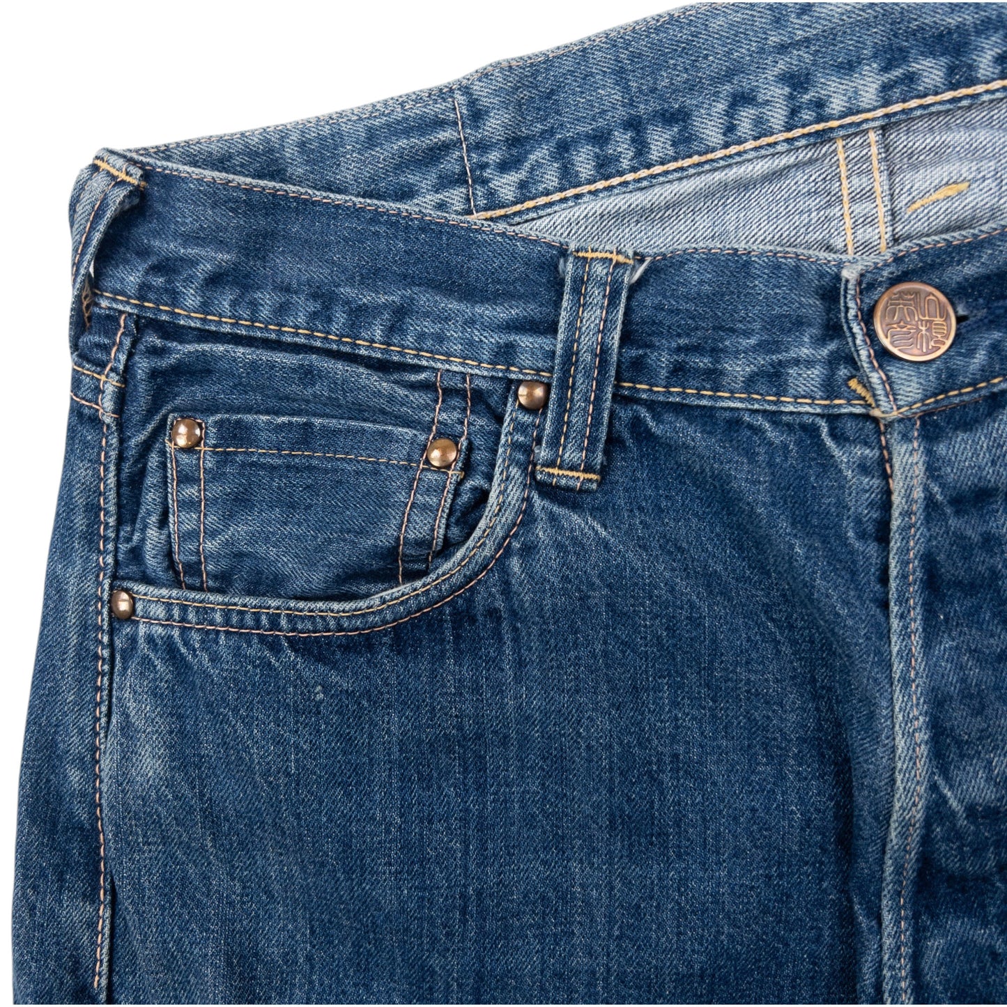 Vintage 90s Evisu Embroidered Daicock & Robot Gull Japanese Denim Jeans Size W31