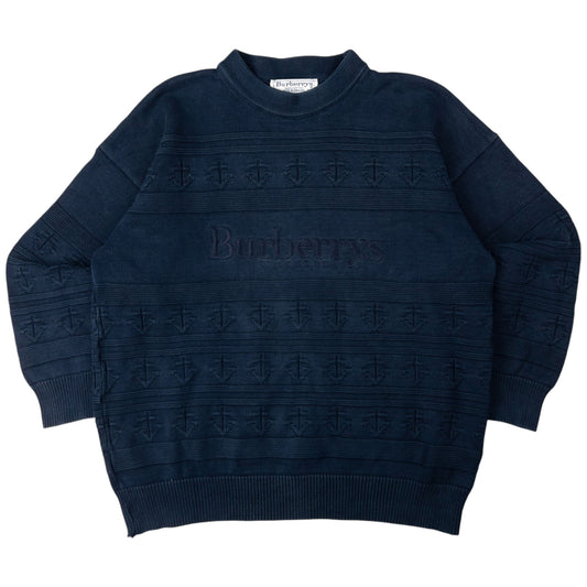 Vintage Burberry Embroidered Knit Jumper Size L