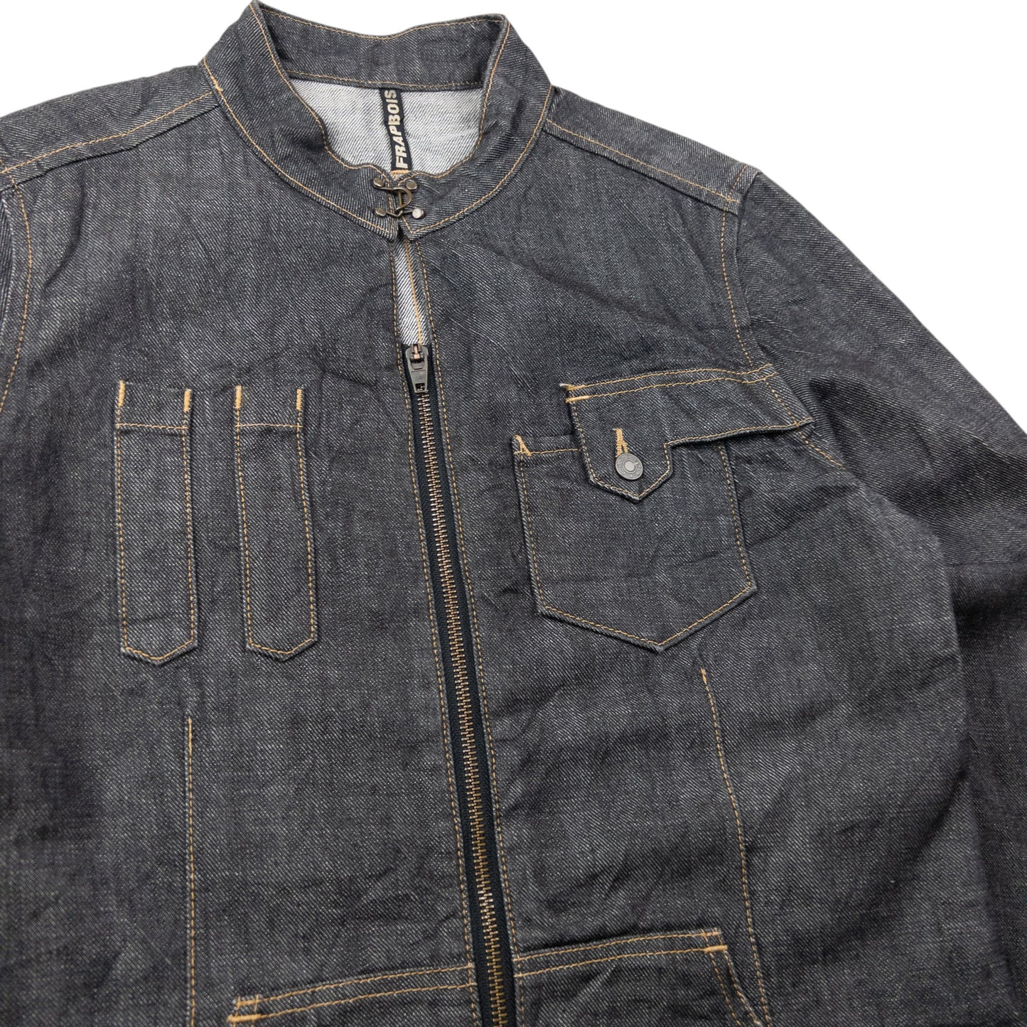 Vintage 90s Frapbois By Issey Miyake Zip Up Denim Jacket Size S