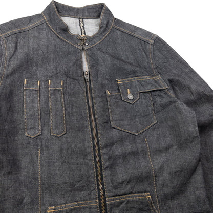 Vintage 90s Frapbois By Issey Miyake Zip Up Denim Jacket Size S