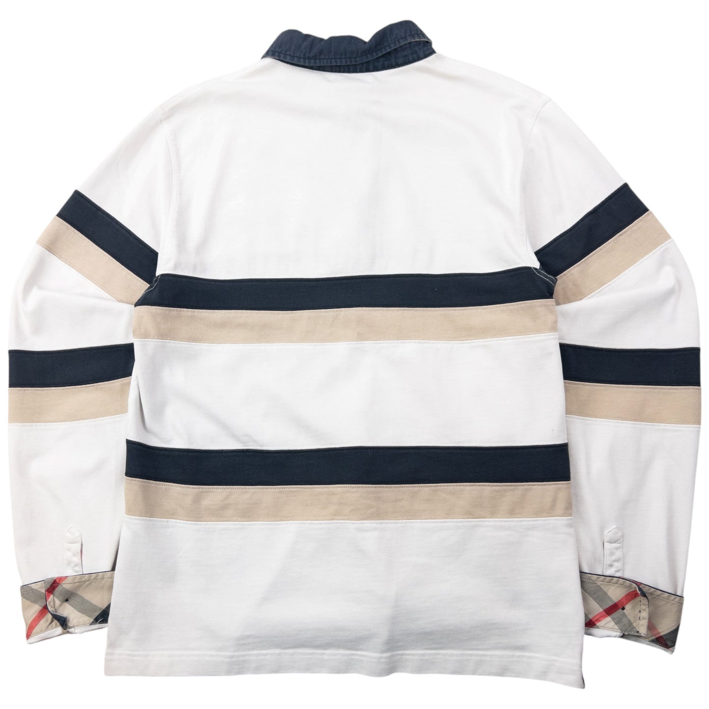 Vintage Burberry Striped Long Sleeve Rugby Polo Shirt Size S