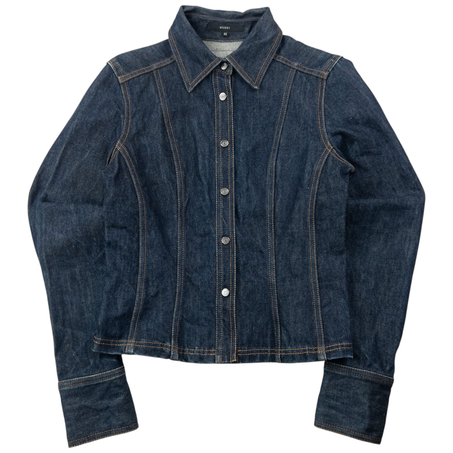 Vintage 90s Gucci By Tom Ford Cropped Denim Jacket Womens Size M