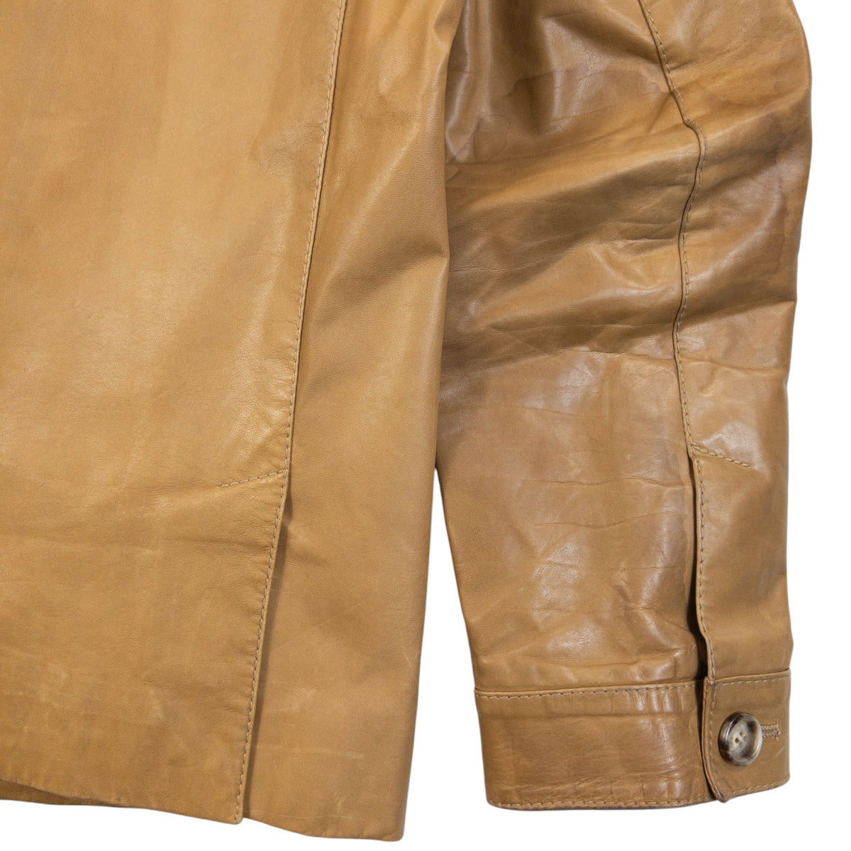 Vintage 2000s Prada Zip Up Leather Jacket in brown, photo 5