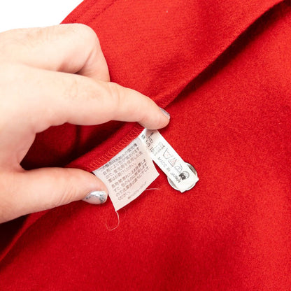 Vintage 90s Yohji Yamamoto Fringe Trim Wool Jacket in red, photo 5