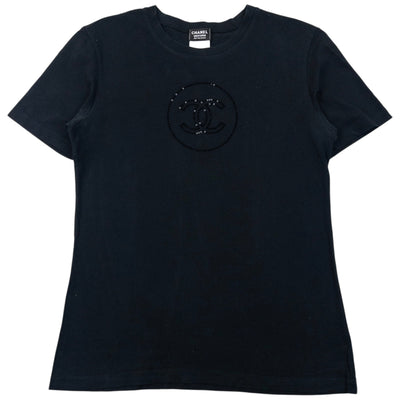 Vintage 2000s Chanel Uniform Diamanté Logo T Shirt Womens Size S