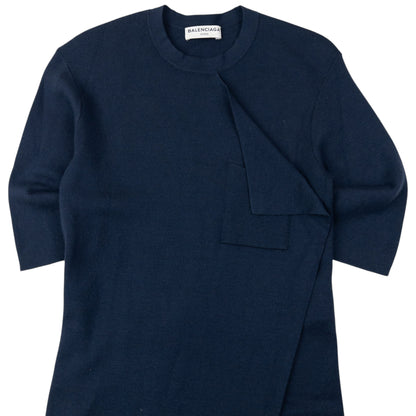 Balenciaga Paris Asymmetric Wool Dress Womens Size S