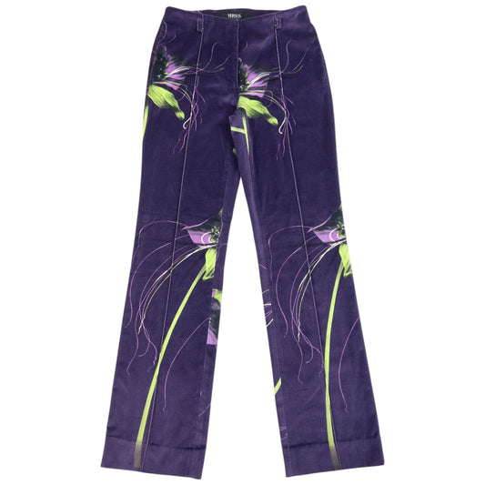 Vintage 2000s Versace Versus Floral Velour Trousers Womens Size 27