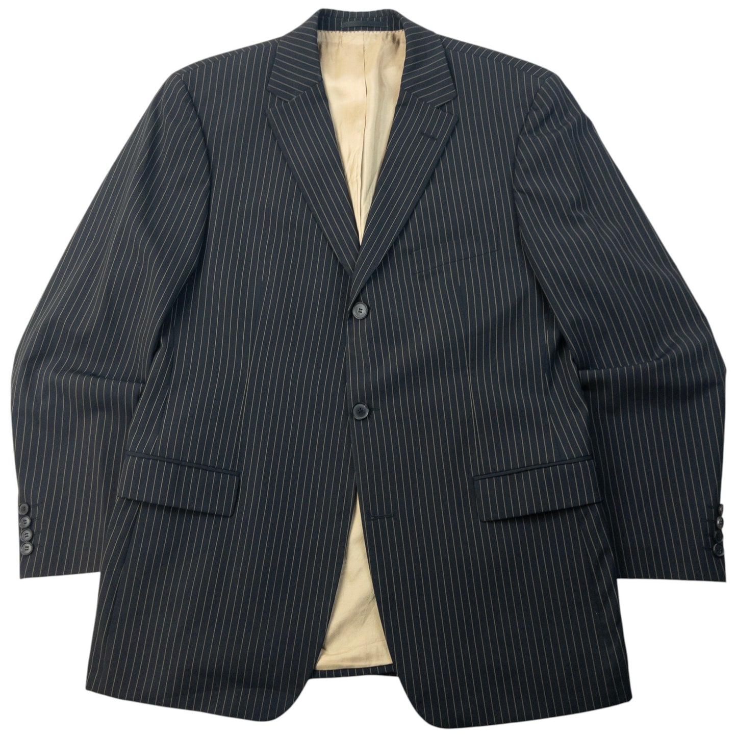 Vintage 2000s Hugo Boss Rossellini Movie Pinstripe Jacket & Trousers Suit Set Size XL