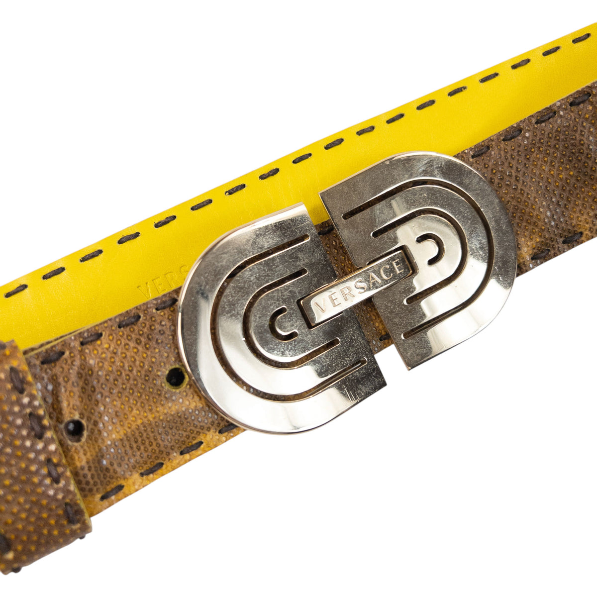 Vintage 90s Versace Snakeskin Leather Belt Size S