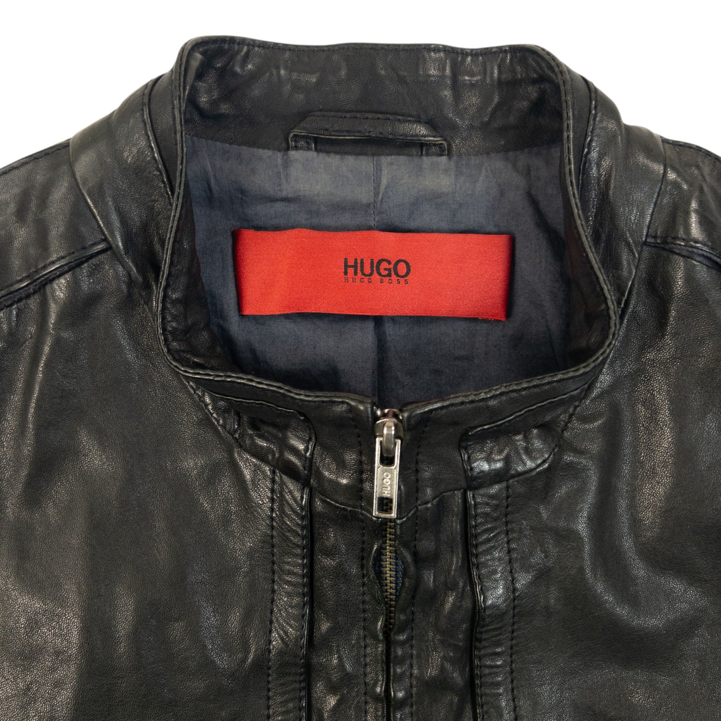 Vintage 2000s  Hugo Boss Zip Up Leather Jacket Size S