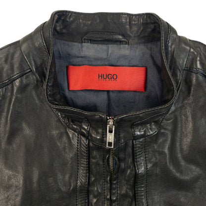 Vintage 2000s  Hugo Boss Zip Up Leather Jacket Size S
