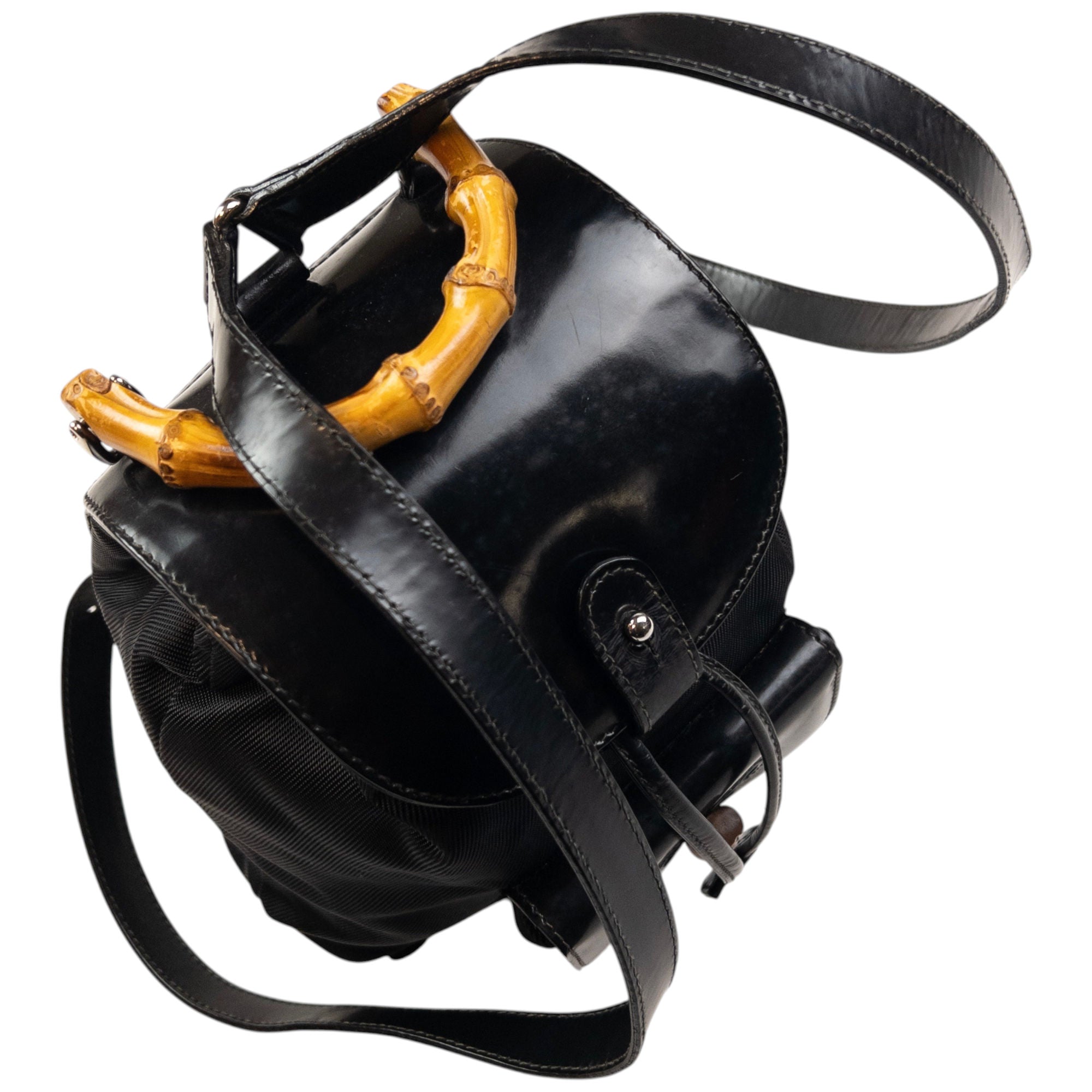 Vintage Gucci Bamboo Leather Bucket Backpack